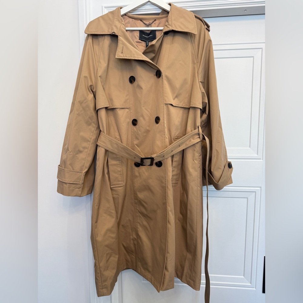 NWT BCBG MAXAZRIA CAMEL TRENCH COAT SPRING JACKET LARGE TAN $228